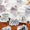 Yi Niao Black & White Ink Plant Washi Stickers - Nostalgic Journal DIY Decor