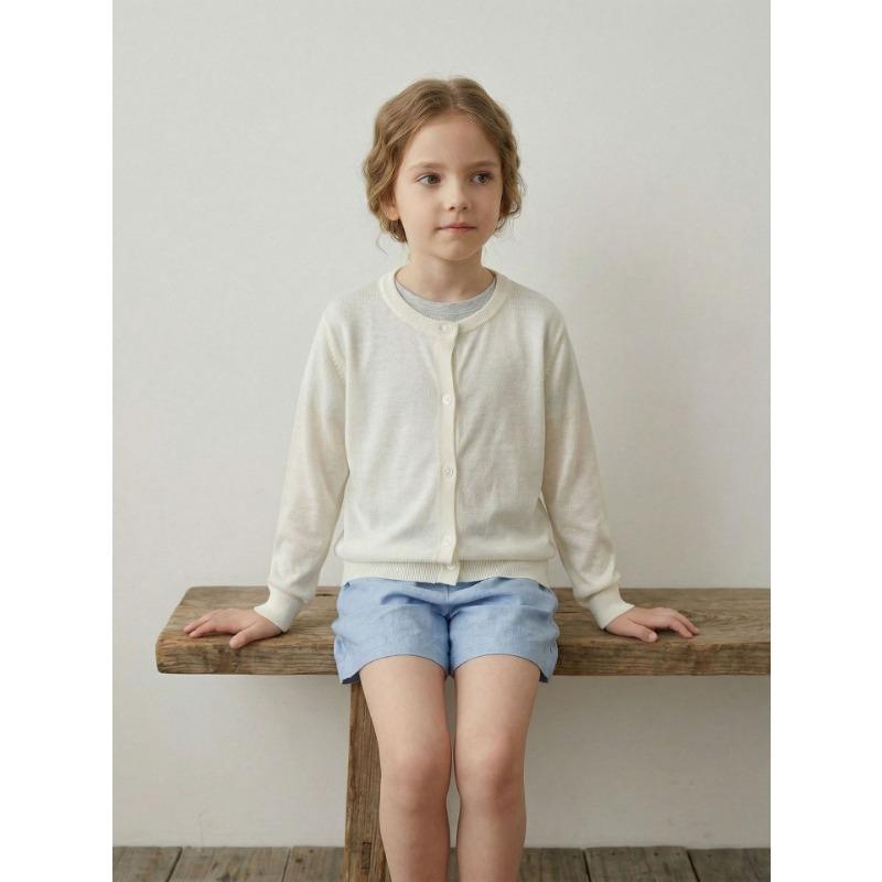 Kids 100 Lyocell Knit Cardigan Casual Children Outerwear Unisex For Boys And Girls