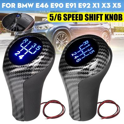 5/6 Speed LED Carbon Fiber Gear Shift Knob w/LED Backlight ABS Shifter Lever Handle Stick For BMW E46 E90 E91 E92 X1 X3 X5