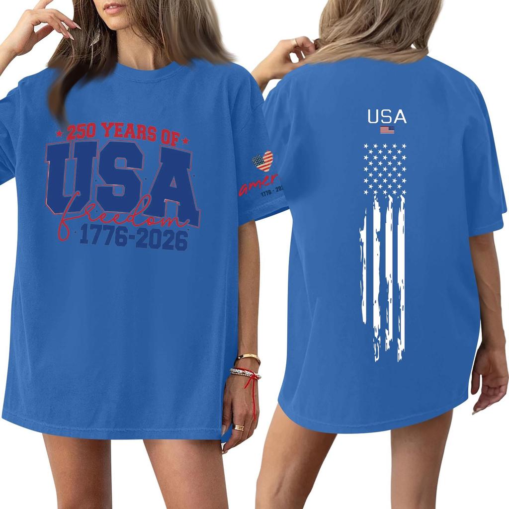Women's Casual Fashion Round Neck Casual Print Short Sleeve T-Shirt Top