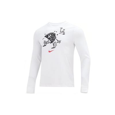 Trainings-Freizeit-Langarm-Rundhals-T-Shirt Herren Oberteile Weiß DM5693-100