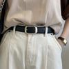Women's White Leather Belt with Gold Square Buckle – Korean Style, Versatile and Decorative for Jeans