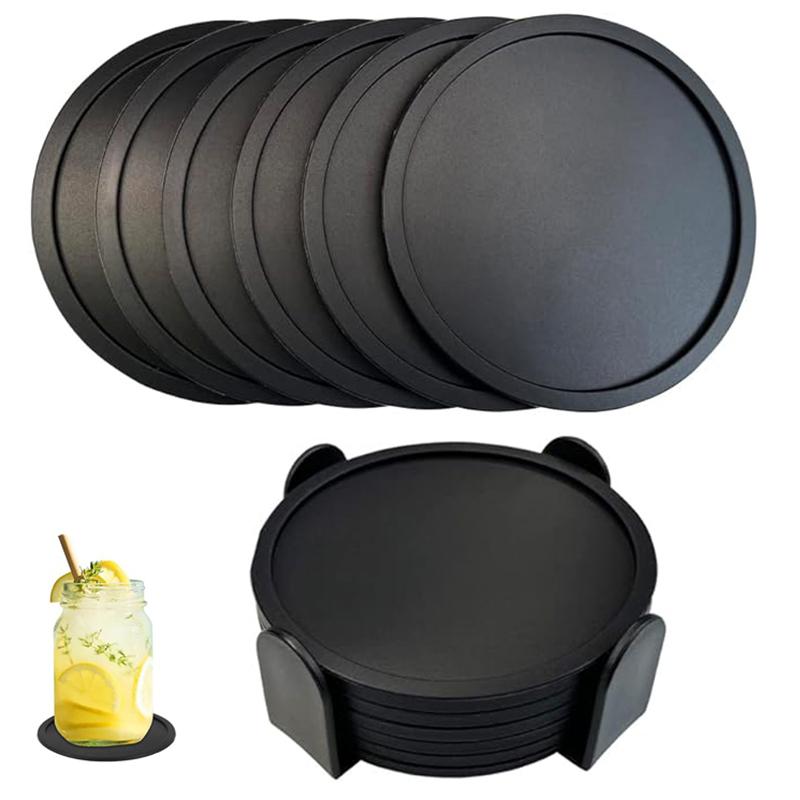 6Pcs 10cm Round Silicone Drinking Coaster Set Non-slip Home Office Table Decor Cup Pad Glass Beverage Holder Pad Decor Table Mat
