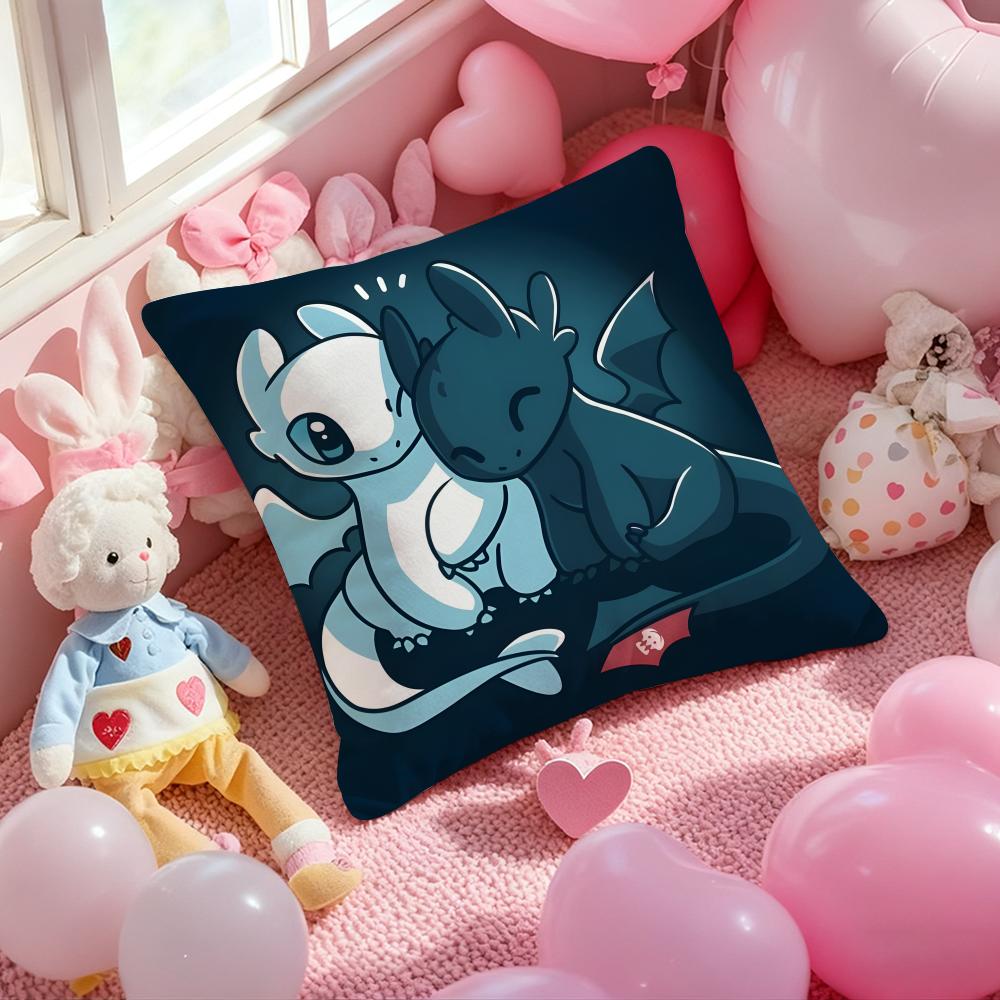 Black and White Dragon Love Heart Cushion Cover Pattern Printed Pillowcase for Living Room Sofa Cushion Cover & Bedroom Decor