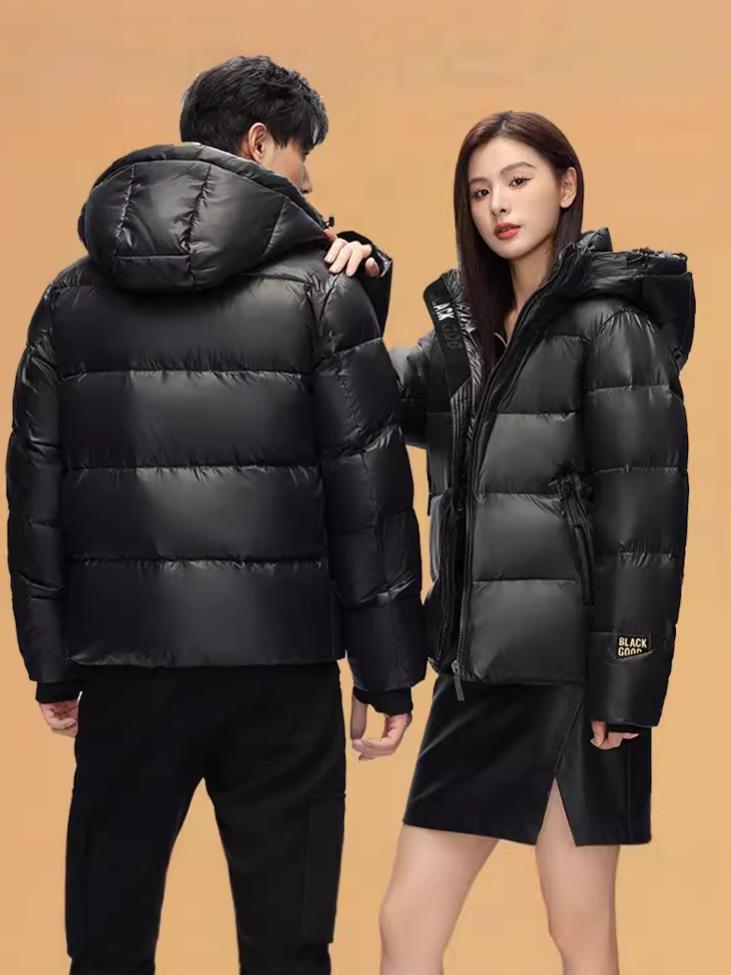 2026 Black Gold Goose Down Jacket - Short, Matte, Wash-Free, Thick Cold-Protection, Trendy Outerwear for Couples.