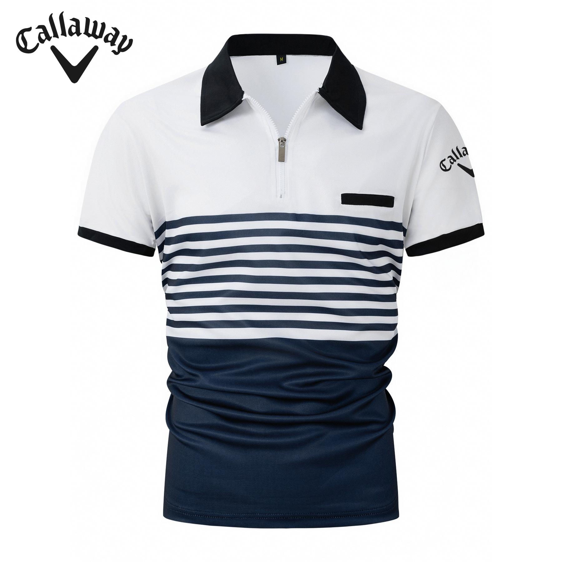 

Callaway Вышитая летняя рубашка поло на молнии и мужская рубашка поло в полоску с принтом S