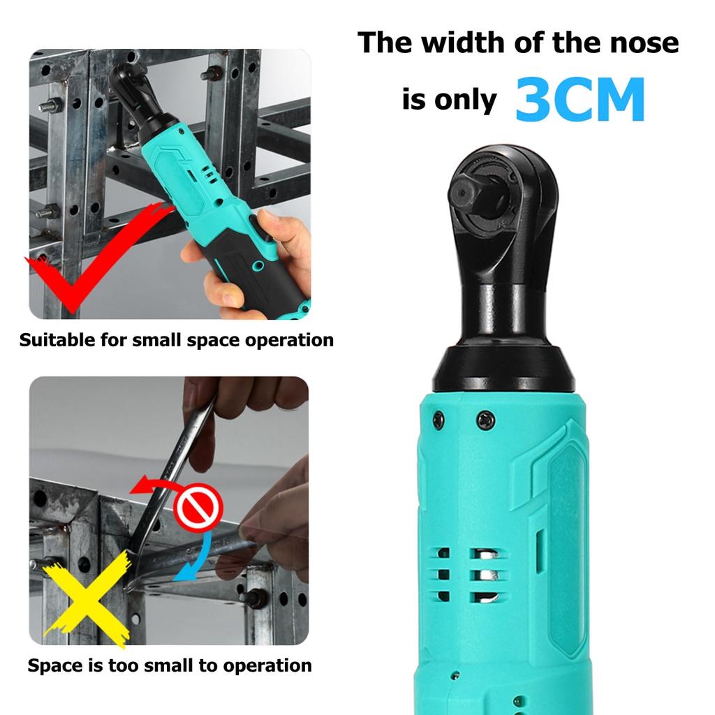 250W Rechargeable Angle Drill 3/8" Ratchet Wrench Set Screwdriver Wrench Tools 47N.m Cordless Electric Wrench with 2 Battery Charger