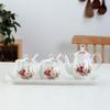 Lotus Ceramic Condiment Jar Set for Salt, Sugar, Soy Sauce, and Vinegar