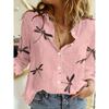 2025 Spring Autumn Women's Shirt Floral Graphics Blouse Lapel Neck Blouse Women Long Sleeve Shirts Womens Tops Female Clothing
