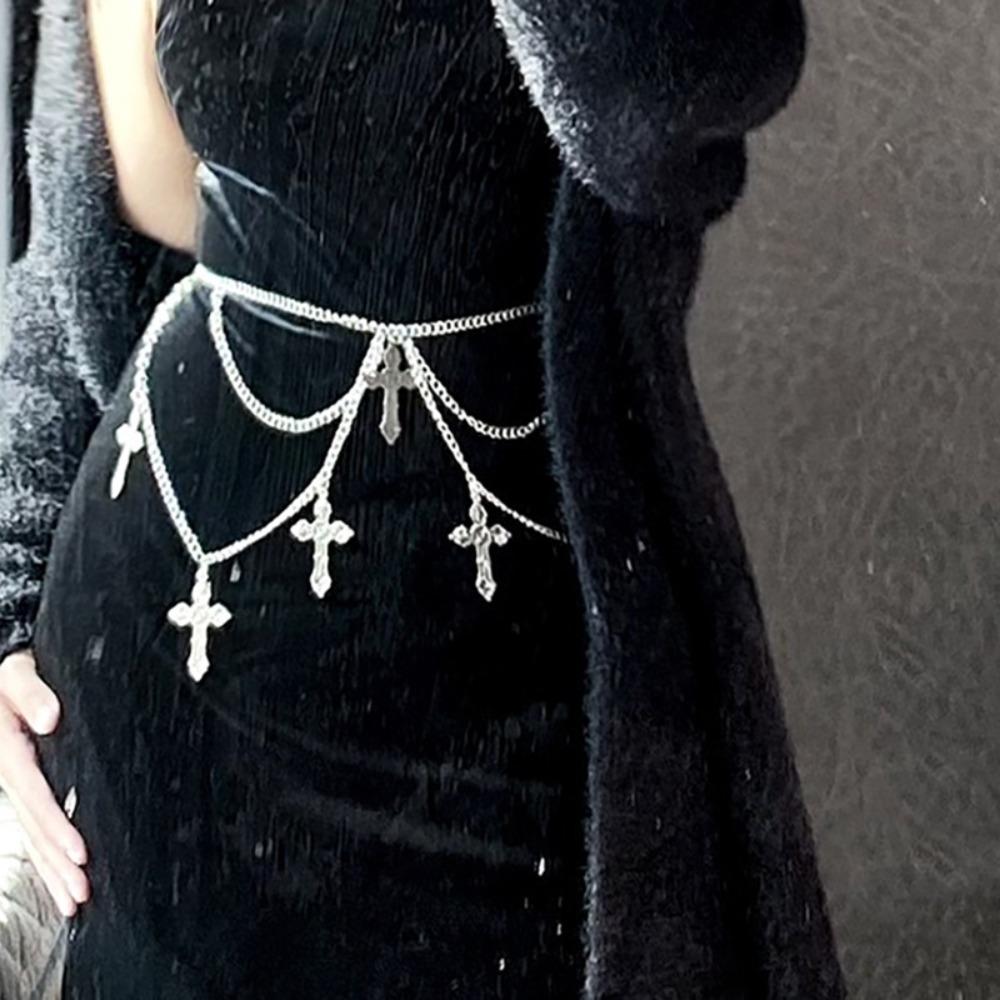 Temperament Hollowing  Cross Waist Chain Hottie Multi-layer Waist Chain  Women