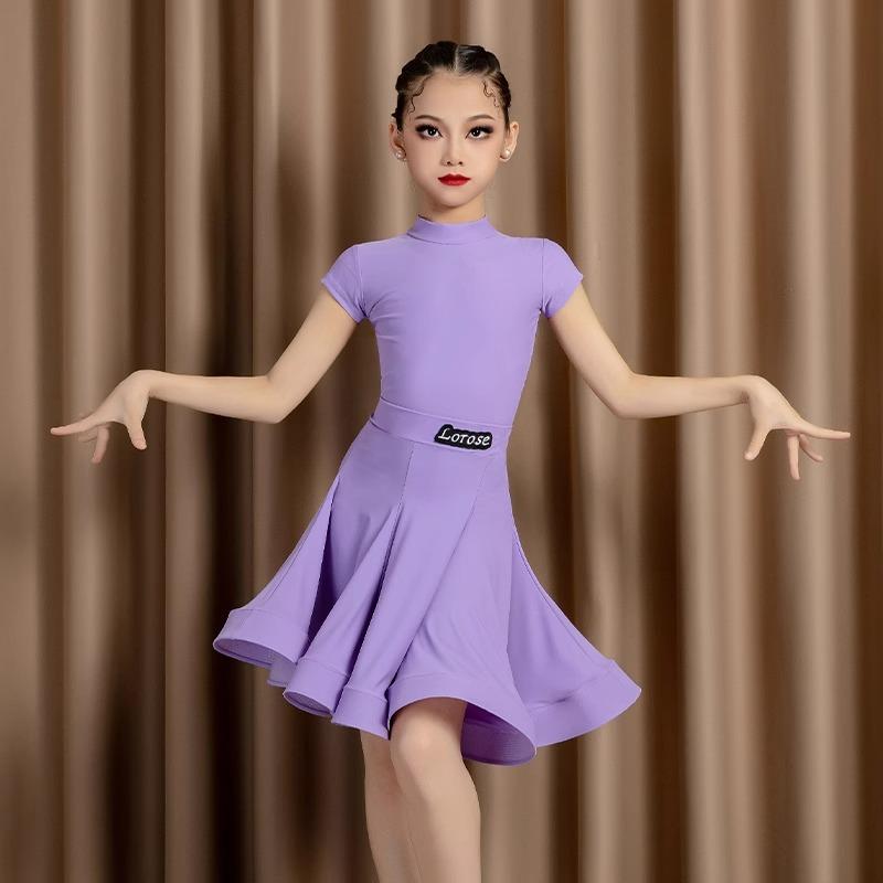 Children Professional Latin Dance Dress Girls Ballroom Dancing Dresses Rumba Cha Cha Samba Practice Dress Latin Performance