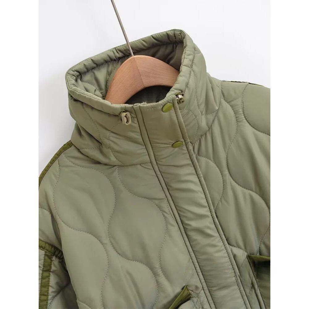 Vintage Casual Solid Women Oversized Jackets Pockets Zipper Turtleneck Thick Coats New Fashion 2024 Autumn Winter Outwear