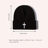 Natural NewFashionable Beanie: Cross Embroidered Knit Cap, Stylish Beanies for Women, Unisex Winter Hat for Outdoor Casual Wear