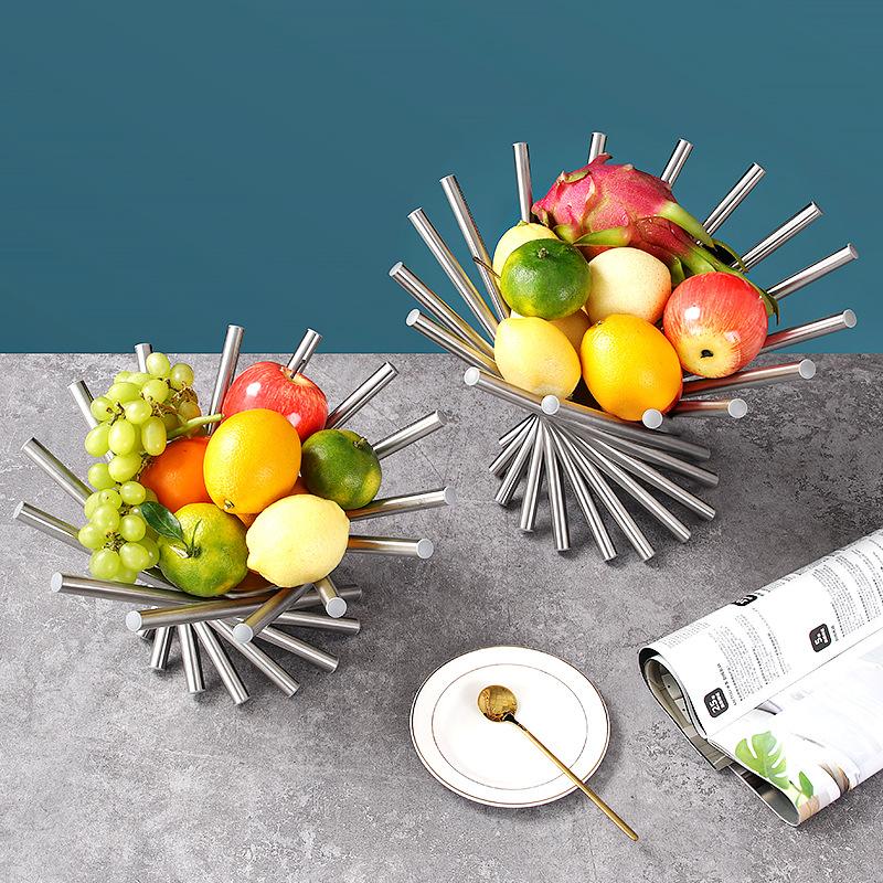Stainless Steel Fruit Plate Daphne Fruit Plate Fashionable Fruit Basket Creative Art Fruit Bowl European Fruit Basket Household Fruit Basket
