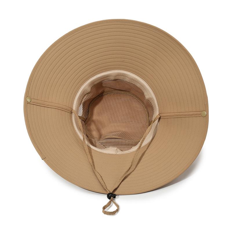 Men's Big Brim Sun Hat Top Detachable Fisherman's Hat Sunscreen Hat Solid Color Outdoor Mountaineering Fishing Hat