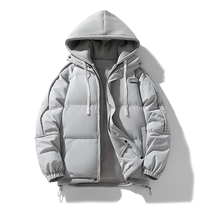 2025 Autumn and Winter Men's Casual Cotton-padded Clothes, Teenagers Contrasting Colors, Versatile Trend Jackets, Students Fashion Hooded