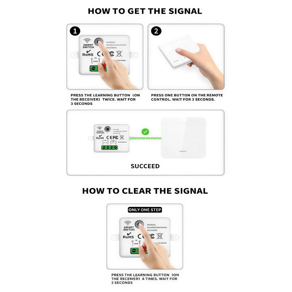 Drahtloser Lichtschalter 433MHz Fernbedienung 1/2/3fach Schalter Wand Smart Beleuchtungsschalter 10A 110V 220V Für LED Licht Lampe Smart Home Zubehör
