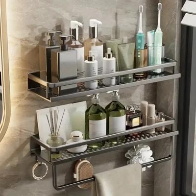 Badezimmerregal, Make-up-Aufbewahrungsorganisator, Aluminiumlegierung, Shampoo-Rack, Duschregal, Badezimmer-Zubehör, kein Bohrer, Wandregal