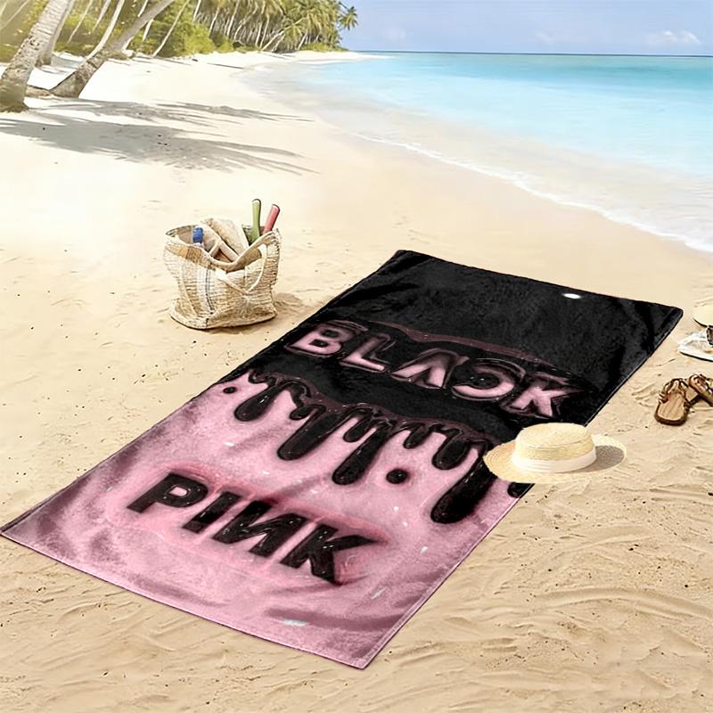 BlackPink Print Beach Towel, Large Soft Quick Dry Towel for Beach Camping Swimming