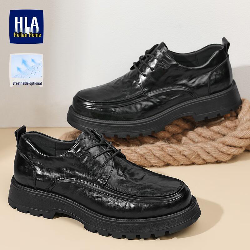 HLA Men s Business Casual Elevated Leather Derby Shoes 38