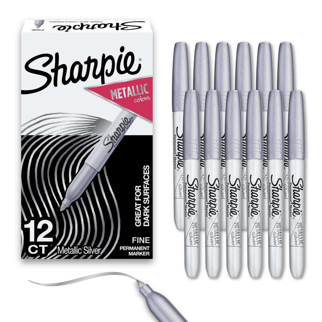 Sharpie Metallic Silver Medium Tip Item 39100 Oil-Based Marker, 12-Pack, (F), No.