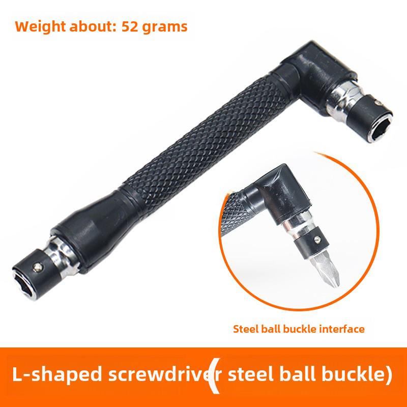 L-Type Double-Head Screwdriver, 6.35MM Interface, 1/4 Right Angle Handle for Tight Spaces