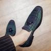 Men's Plaid Canvas Shoes Tassel Loafers Shoes Retro Casual Shoes Fashion Single Shoes Zapatos De Hombre  2024