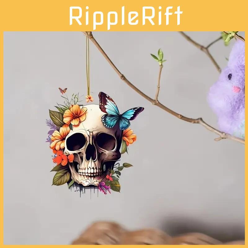 Skeleton Halloween Flower Butterfly Pattern Acrylic Pendant For Car Decoration