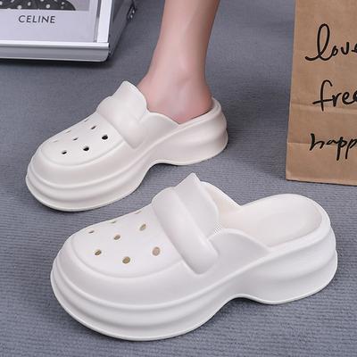 Zoccoli bianchi con plateau in EVA da donna, pantofole a punta chiusa con suola spessa, sandali estivi da spiaggia da donna, scarpe da giardino antiscivolo da donna