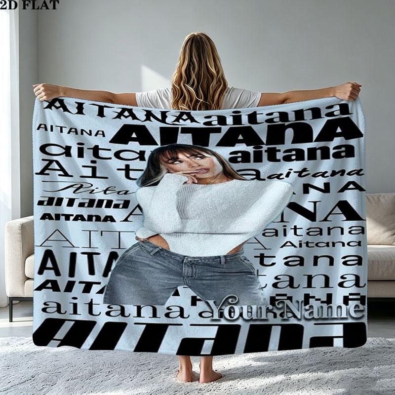1PC Aitana Custom Name Patterned Flannel Blanket Suitable For All Seasons for Home Decor Warmth and Comfort Gifts Holiday Present