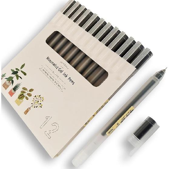Minimalist Japanese Style Colorful Gel Pens 0.38mm Ultra Fine Point,Cute 12 Colors For Drawing, Coloring,Journaling, Note-Taking (WINYOOD-230)