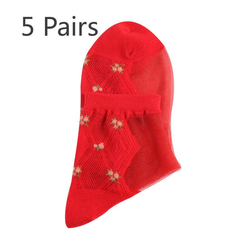 5 Pairs Women Spring and Summer Crystal Stockings Women's Mid-tube Stockings Glass Stockings Casual Jacquard Crystal Stockings