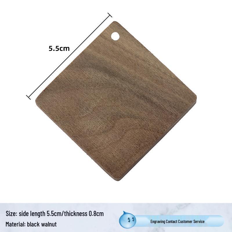 

In Stock Black Walnut Wood Essential Oil Diffuser Hanging Plaque Engraving Solid Wood Pendant 55×55×8mm