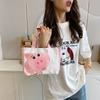 Summer New Handbag Cute Cartoon Printed Piggy Girl Student Storage Portable Canvas Bag