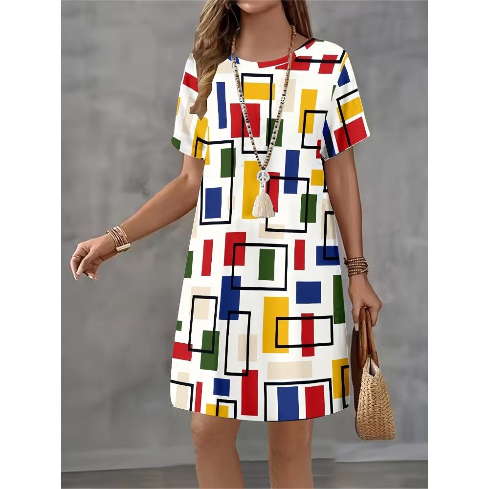 Summer T-shirt Dress Women Retro 3d Print Mini Dresses Comfortable Plus Size 8XL Beach Casual Breathable Soft Dress