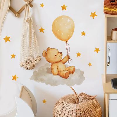 Cartoon Bear, Balloon, Star Wall Stickers, Children's Room, Bedroom Wall Decoration Stickers, Self-adhesive Wall Stickers