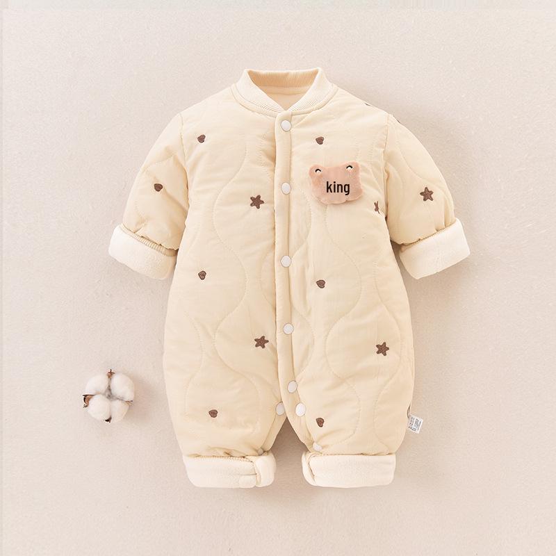 Winter Baby Romper with Cotton Padding - Newborn Thick Velvet Onesie & Warm Outerwear