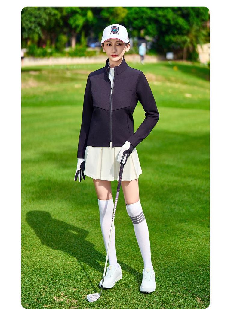 Women's Windproof Long Sleeve Golf Jacket - Autumn/Winter Sunscreen, Korean Style, Warm and Slimming Sportswear