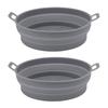 2 Pcs Silicone Air Cooker Pot With Handle Round Fryer Liner Tray Replacement for Kitchen Cooking Accessories 21cm Grey