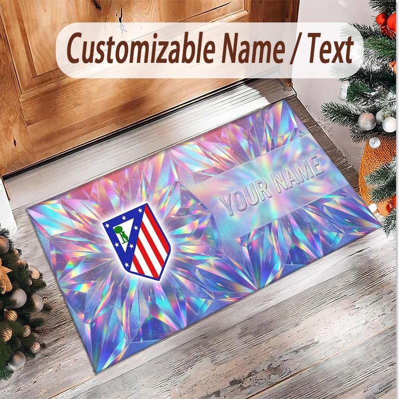 Personalisierter Kristall-Samt-Teppich Atletico Madrid FC Muster Rutschfester Bodenläufer