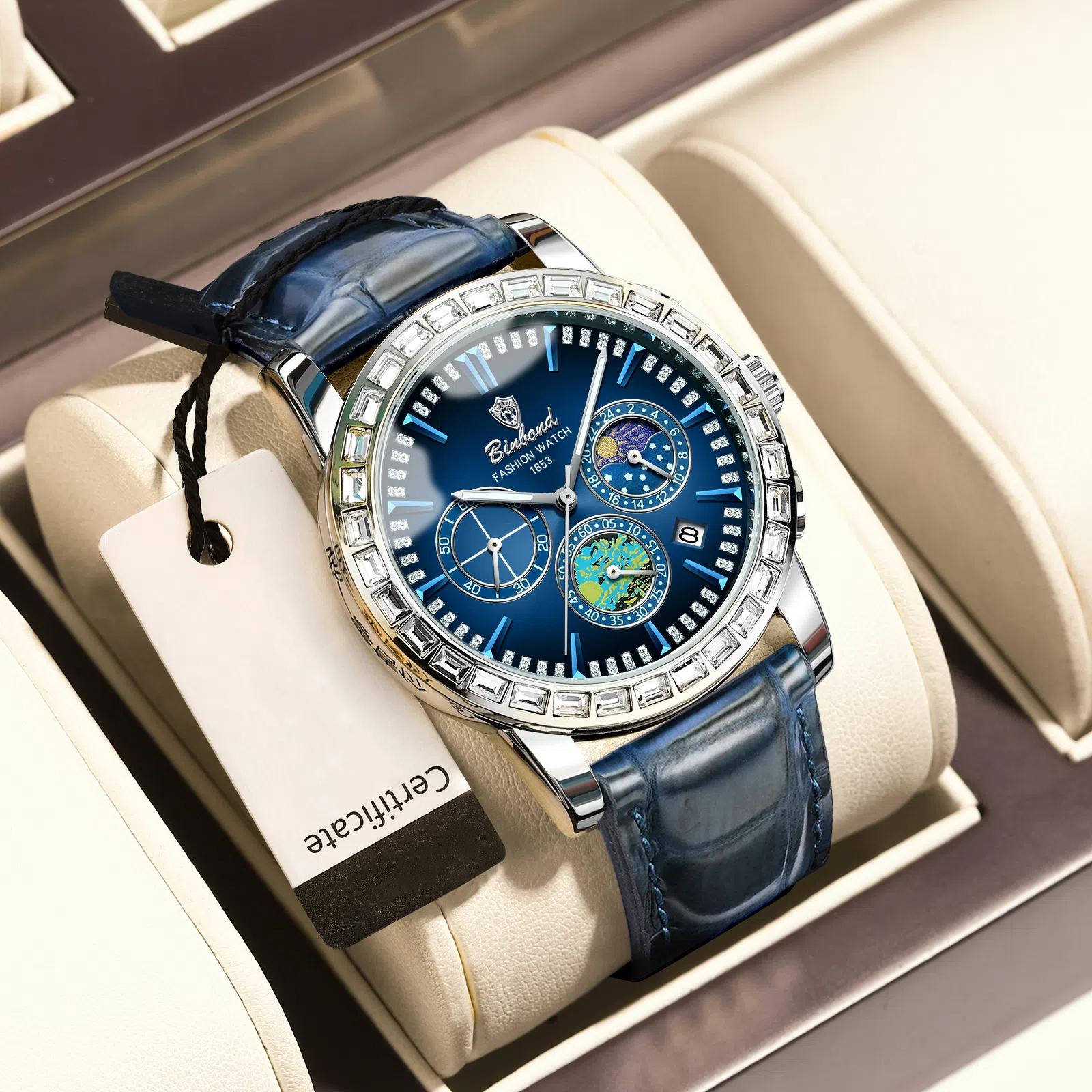 

2024 Новые мужские часы Лучший бренд класса люкс мужские наручные часы кожаные кварцевые часы спортивные водонепроницаемые хронограф мужские часы