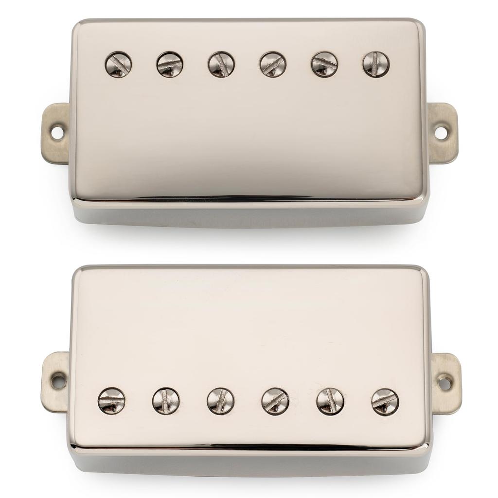 Musiclily Pro Alnico 5 Covered Humbucker Neck and Bridge Nickel for LP Electric Guitars LP-CMHA Pickups, Set, 7.5K/16K