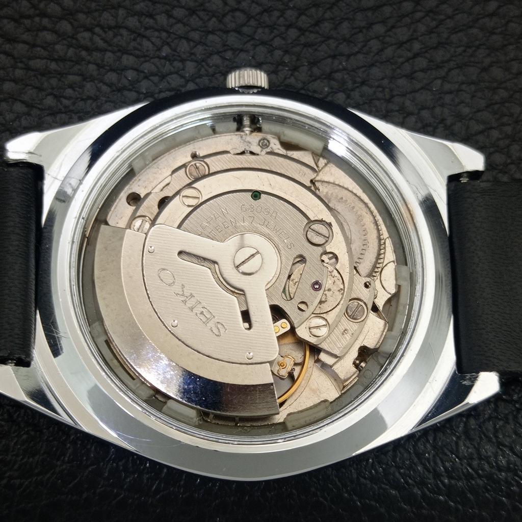 VINTAGE REFURBISHED SEIKO 5 AUTOMATIC 6309A JAPAN MENS BLACK WATCH a442576-1