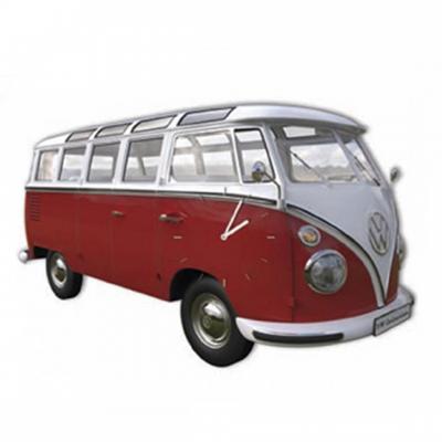 Volkswagen [R1958] - Wooden Wall Clock 'Volkswagen' Red White - 28x18 Cm