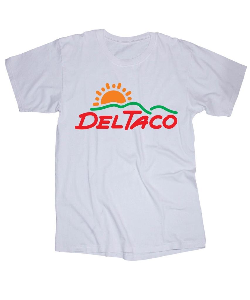 Del Taco Logo White T-shirt Fast Food Resturant