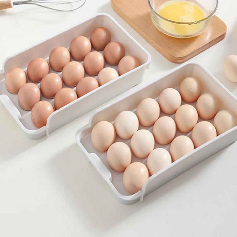 Automatic Scrolling Egg Rack Holder Storage Box Egg Basket Container Organizer Rolldown Refrigerator Double-layer Egg Shelf