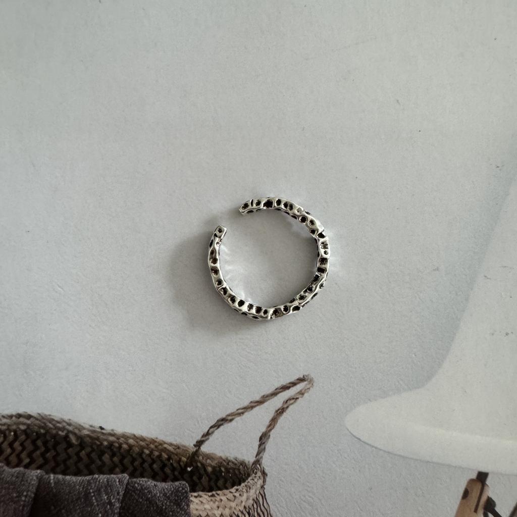 Silver Color Irregularly Pleated Heart Opening Ring for Women Minimalist Fashion Fashion Jewelry