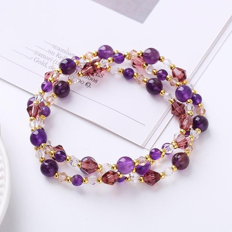 

Candy colored tourmaline three-circle bracelet Bangles Women Fashion Jewelry accessories Gift аметист