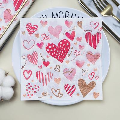 Șervețel de petrecere de unică folosință strat dublu 20 bucăți/pachet cu model Love Heart