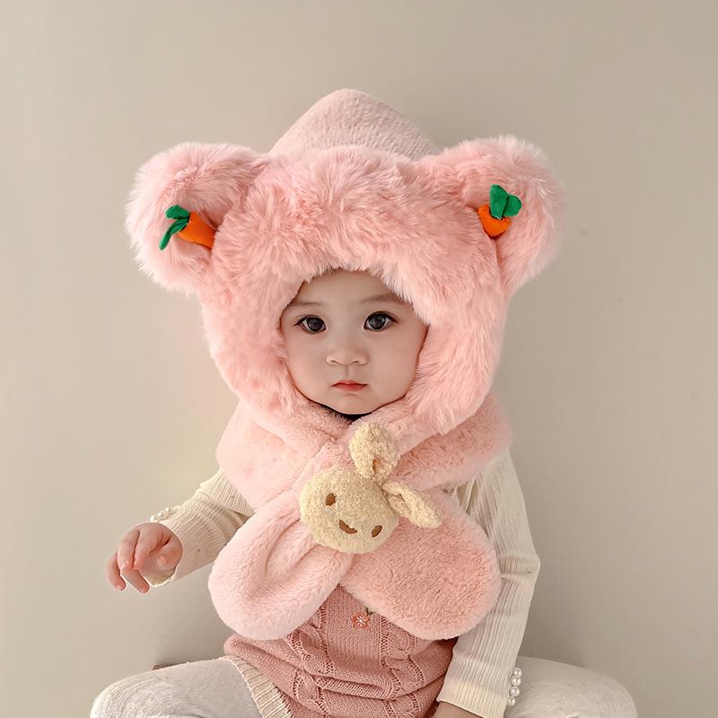Unisex Winter Windproof Hat and Scarf Set for Kids with Face and Ear Protection